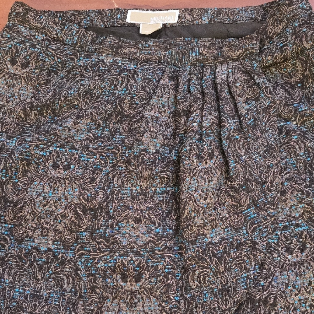 Michael Kors Black and Blue A-Line Skirt